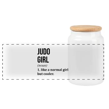Judo Girl Lustiges Zitat - Panorama Keksdose mit Holzdeckel - Weiß - Vorne