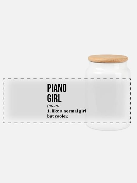 Piano Girl Lustiger Spruch - Panorama Keksdose mit Holzdeckel - Weiß