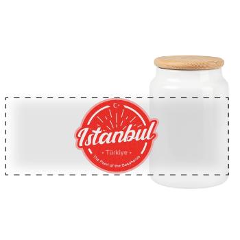 Istanbul - Boîte à biscuits avec couvercle en bois - blanc - Devant