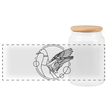 Canard aux ailes déployées - géométrique - Boîte à biscuits avec couvercle en bois - blanc - Devant