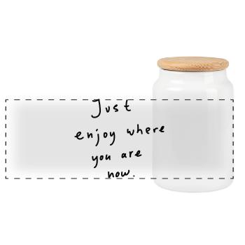 Just enjoy - Panoramic Cookie Jar with Wooden Lid - white - Front