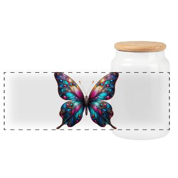 Schmetterling - Panorama Keksdose mit Holzdeckel - Weiß - Vorne