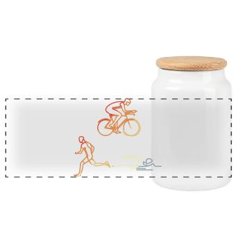 Vintage Triathlet - Panorama Keksdose mit Holzdeckel - Weiß - Vorne