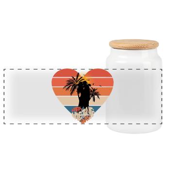 Sunset Love Kiss Heart Design - Panoramic Cookie Jar with Wooden Lid - white - Front