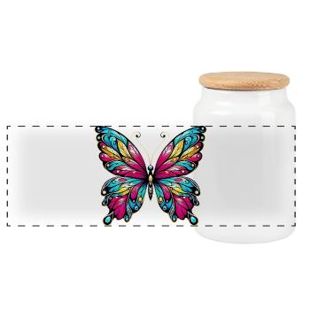 Schmetterling - Panorama Keksdose mit Holzdeckel - Weiß - Vorne