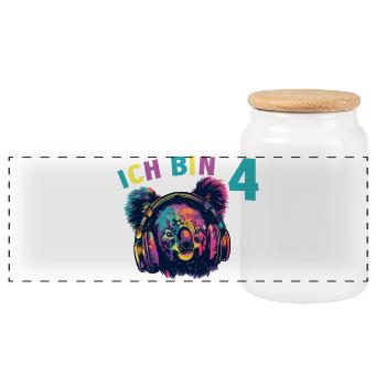 Koalabär 4 Jahre Koalabären Koala 4 Geburtstag - Panorama Keksdose mit Holzdeckel - Weiß - Vorne