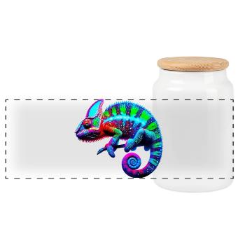 Caméléon - Boîte à biscuits avec couvercle en bois - blanc - Devant