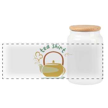 vintage tea pot teashirt illustration comic - Panoramic Cookie Jar with Wooden Lid - white - Front