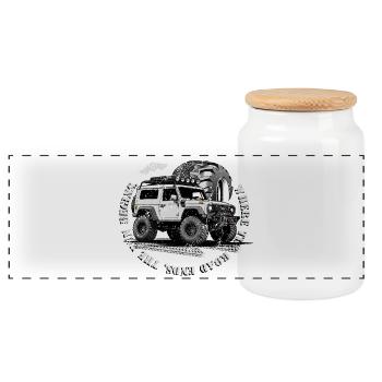 Conducteur tout-terrain - Boîte à biscuits avec couvercle en bois - blanc - Devant