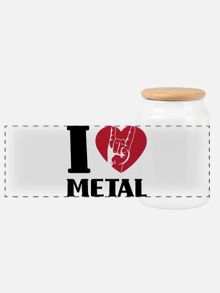 I love metal - Panoramic Cookie Jar with Wooden Lid - white