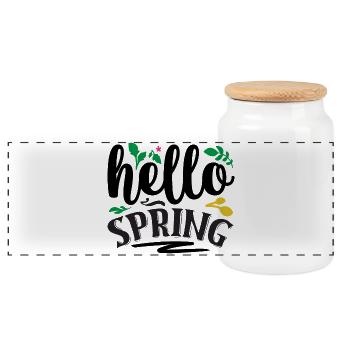 Bonjour le printemps - Boîte à biscuits avec couvercle en bois - blanc - Devant
