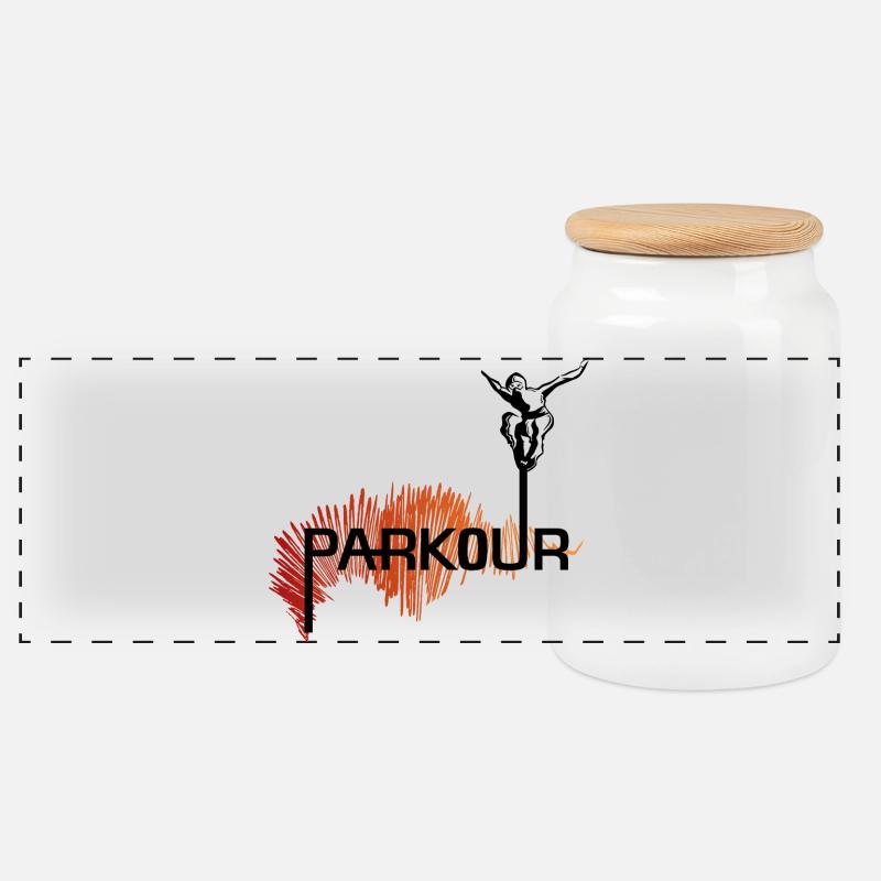 Parkour Ninja - color - Panorama Keksdose mit Holzdeckel - Weiß