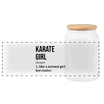 karaté - Boîte à biscuits avec couvercle en bois - blanc - Devant