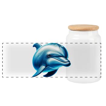 Delfin - Panorama Keksdose mit Holzdeckel - Weiß - Vorne