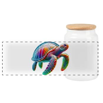Tortue - Boîte à biscuits avec couvercle en bois - blanc - Devant
