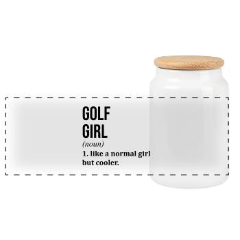 Golf - Panorama Keksdose mit Holzdeckel - Weiß - Vorne