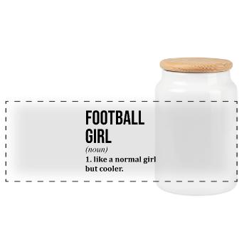 Football - Panoramic Cookie Jar with Wooden Lid - white - Front