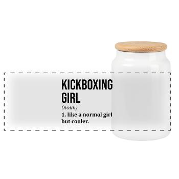 Kickboxing - Boîte à biscuits avec couvercle en bois - blanc - Devant