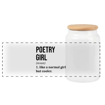 Poetry - Panoramic Cookie Jar with Wooden Lid - white - Front