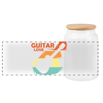 guitar love music illustration vintage retro - Panoramic Cookie Jar with Wooden Lid - white - Front