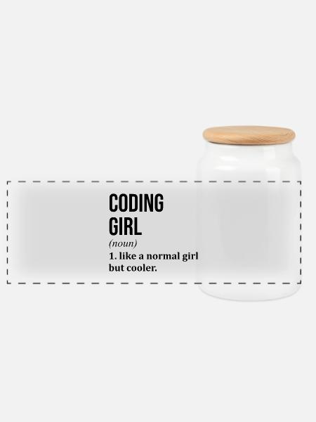 Coding Coding Coding - Panoramic Cookie Jar with Wooden Lid - white