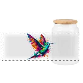 Kolibri - Panorama Keksdose mit Holzdeckel - Weiß - Vorne