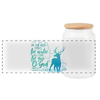 As the deer pants for water - Panorama Keksdose mit Holzdeckel - Weiß - Vorne