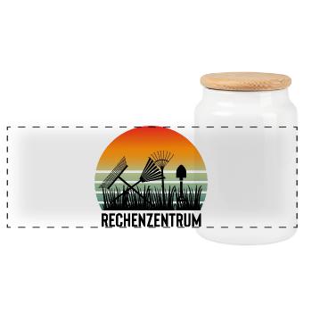 Sonnenuntergang mit Grillwerkzeugen - Panorama Keksdose mit Holzdeckel - Weiß - Vorne