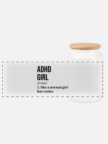 ADHD ADHD ADHD - Panoramic Cookie Jar with Wooden Lid - white