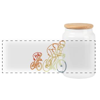 Road Bike Retro Style - Panoramic Cookie Jar with Wooden Lid - white - Front