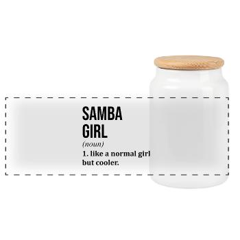 Samba - Panorama Keksdose mit Holzdeckel - Weiß - Vorne