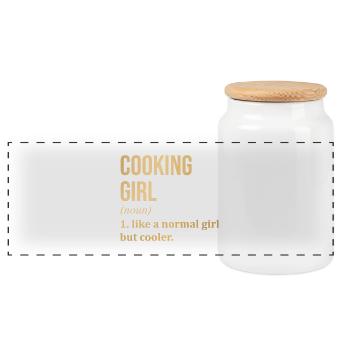 Cooking - Panoramic Cookie Jar with Wooden Lid - white - Front