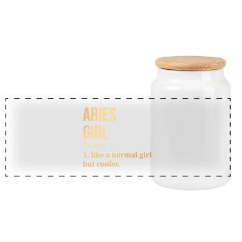 Aries - Panoramic Cookie Jar with Wooden Lid - white - Front