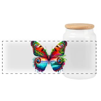 Schmetterling - Panorama Keksdose mit Holzdeckel - Weiß - Vorne