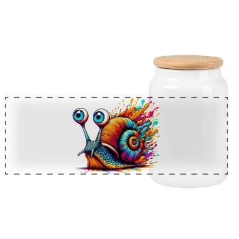 Snail - Panoramic Cookie Jar with Wooden Lid - white - Front