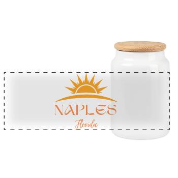 Sunrise Over Naples Florida Design - Panoramic Cookie Jar with Wooden Lid - white - Front