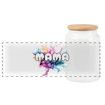 Beste Mama, Muttertag, Mutter, Mami, Supermama - Panorama Keksdose mit Holzdeckel - Weiß - Vorne