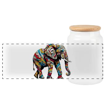Éléphant - Boîte à biscuits avec couvercle en bois - blanc - Devant
