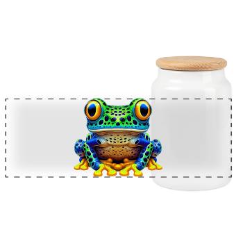 Frosch - Panorama Keksdose mit Holzdeckel - Weiß - Vorne