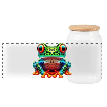 Grenouille - Boîte à biscuits avec couvercle en bois - blanc - Devant