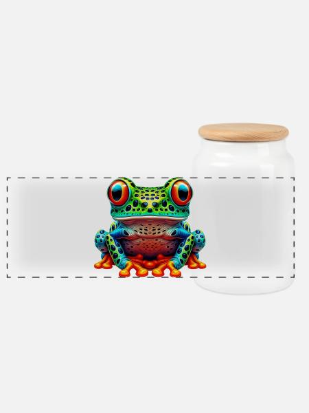 Frosch - Panorama Keksdose mit Holzdeckel - Weiß
