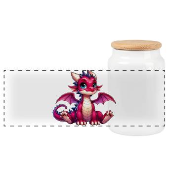 Dragon - Boîte à biscuits avec couvercle en bois - blanc - Devant