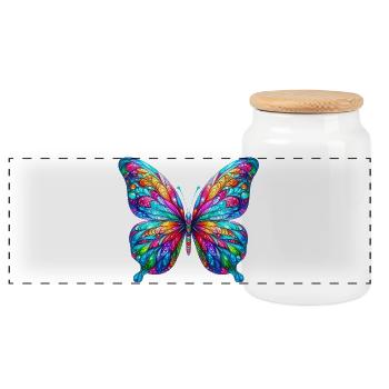 Papillon - Boîte à biscuits avec couvercle en bois - blanc - Devant