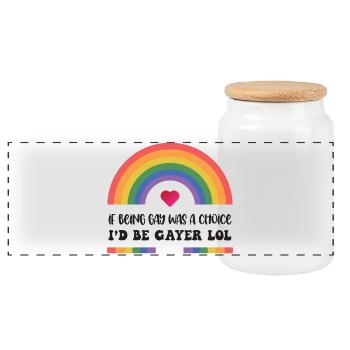 LGBT Pride Month - If Being Gay Was a Choice - Panoramic Cookie Jar with Wooden Lid - white - Front