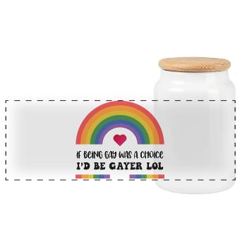 LGBT Pride Month - If Being Gay Was a Choice - Panoramic Cookie Jar with Wooden Lid - white - Front