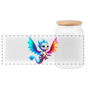 Dragon - Panoramic Cookie Jar with Wooden Lid - white - Front