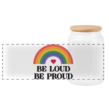 LGBT Pride Month - Sei laut, sei stolz - Panorama Keksdose mit Holzdeckel - Weiß - Vorne