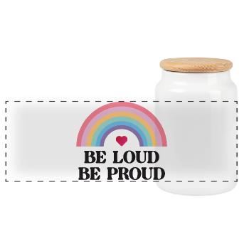 LGBT Pride Month - Sei laut, sei stolz - Panorama Keksdose mit Holzdeckel - Weiß - Vorne