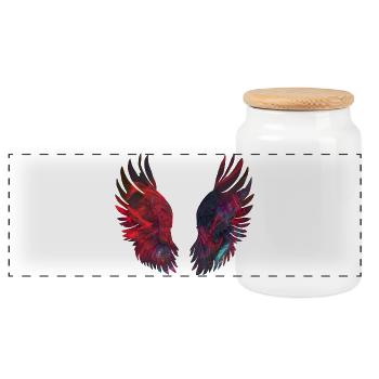 Luminescent Wings of Fire - Panoramic Cookie Jar with Wooden Lid - white - Front