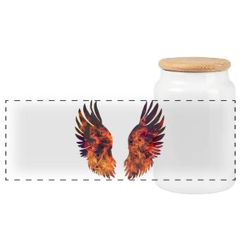 Bright Burning Wings - Panoramic Cookie Jar with Wooden Lid - white - Front